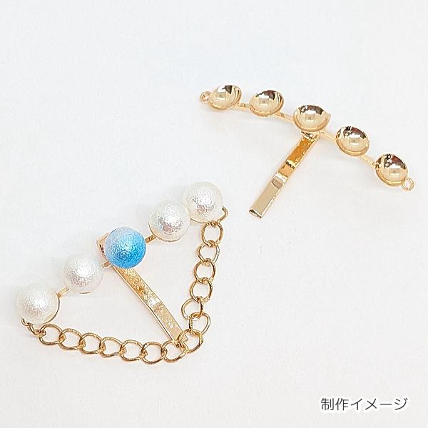 ポニーフック 26.5mm 2個 ゴールド色 両カン 5連台座付き ヘアアクセ
