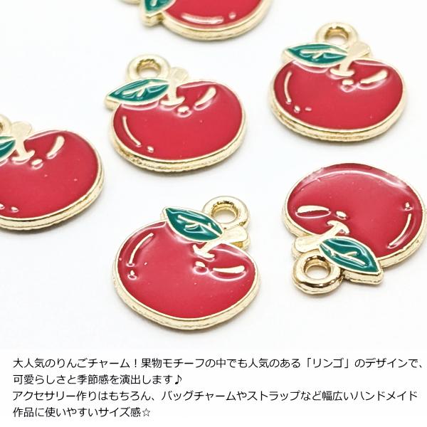 りんご チャーム カラーチャーム 13mm 6個 赤林檎 リンゴ 果物
