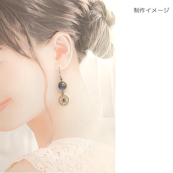 チャーム 丸 輪切り 果物 デザイン ストーンチャーム 15mm 4個 アクア