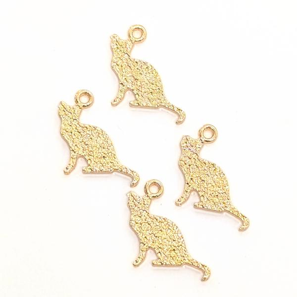 チャーム 猫 パーツ 15mm×14mm 4個 ネコ お座り猫 小さめ メタル