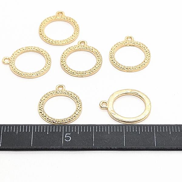 チャーム リング 15mm 6個 丸 サークル 槌目 特価 アンティーク調 半