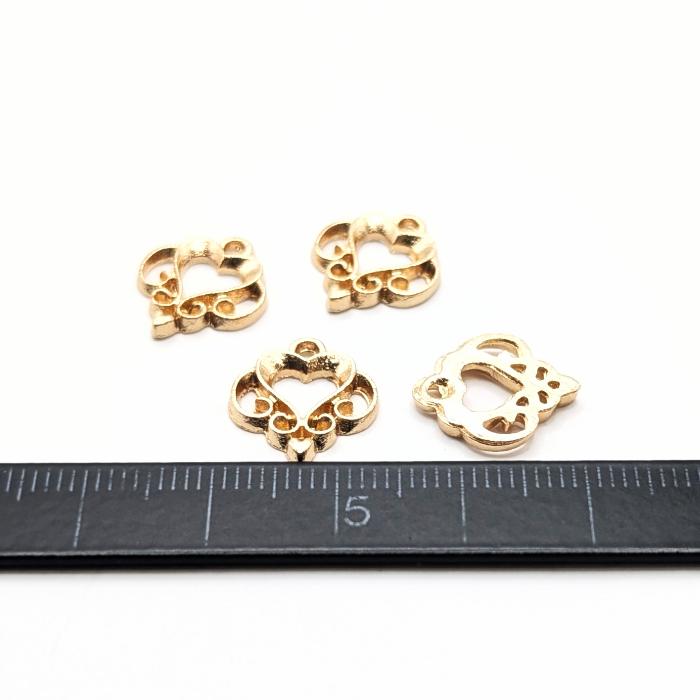 ハート 透かしチャーム アンティーク調 12mm 4個 レジン枠 空枠
