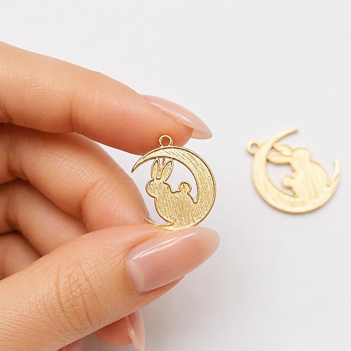 三日月うさぎチャーム 28×22mm ミール皿 レジン枠 2個 ニッケルフリー