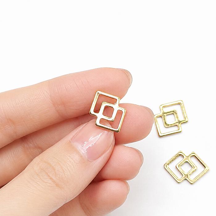 ステンレスコネクター 16mm ゴールド色 4個 菱形 ダブルスクエア
