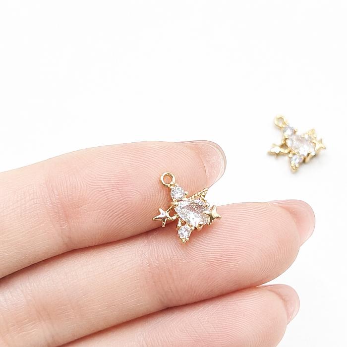 星チャーム ガラスチャーム 18KGP 本金メッキ 11×10.5mm 1個 真鍮