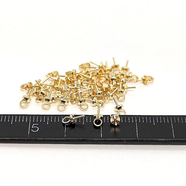 ヒートン キャップ 針あり 7mm 約45個 極小 ゴールド色 基礎金具 ビーズキャップ ヒートン金具 アクセサリーパーツ うさぎの素材屋さん 接続金具 銅製｜usaginosozaiya｜07