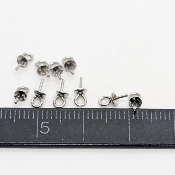 ヒートン キャップ 針あり 7mm 10個 ステンレス色 極小 サージカル