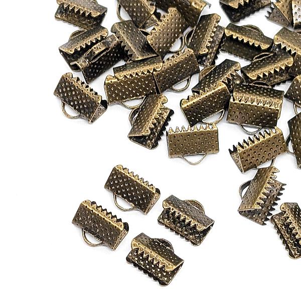 ワニ口 カシメ 10mm幅 約50個 リボンエンドパーツ 金古美色 リボン留め
