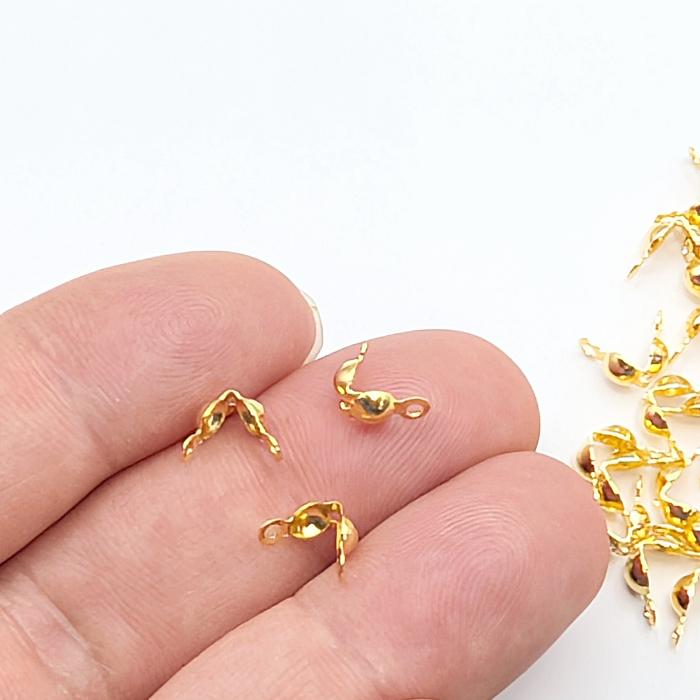 ダルマチップ クラムシェル ノットカバー 7×4mm 約40個 ゴールド 真鍮