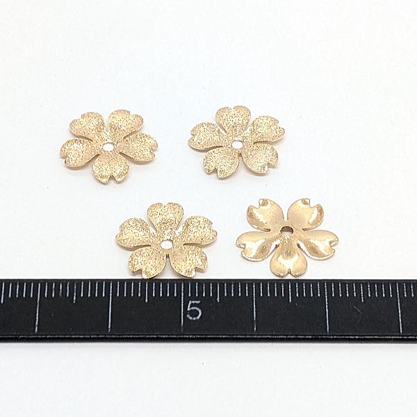 メタルパーツ 桜 花座 ビーズ さくら 14mm 4個 銅製 ゴールド色 サクラ
