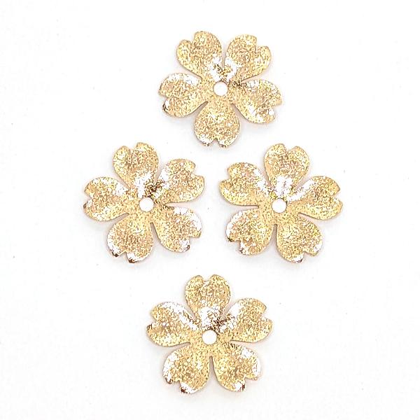 メタルパーツ 桜 花座 ビーズ さくら 14mm 4個 銅製 ゴールド色 サクラ