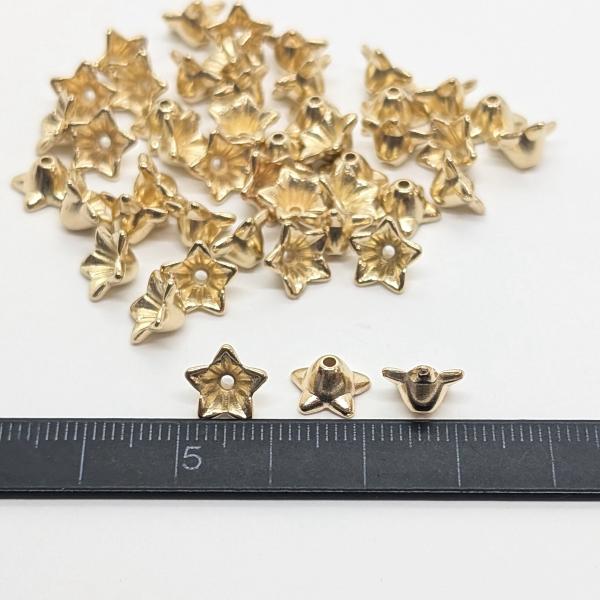 ビーズキャップ 花座 花キャップ 約9mm 約45個 ゴールド色 フラワー 
