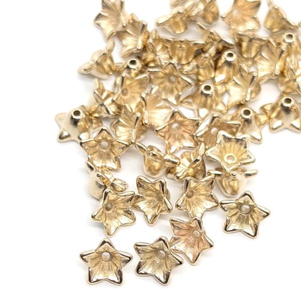 ビーズキャップ 花座 花キャップ 約9mm 約45個 ゴールド色 フラワー