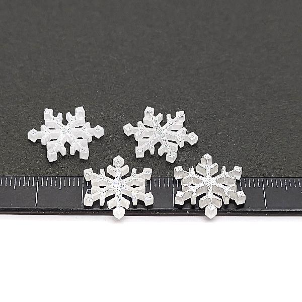 デコパーツ 雪の結晶 カボション 18mm 4個 スノーフレーク キラキラ