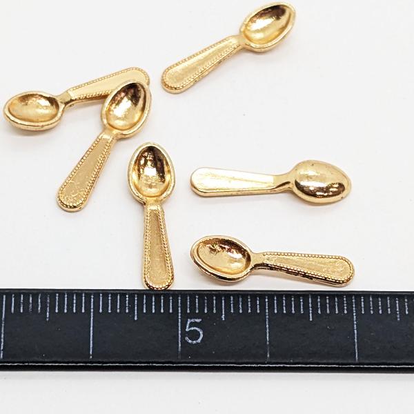 デコパーツ ミニ スプーン 貼り付けパーツ 19.5mm 6個 メタルパーツ
