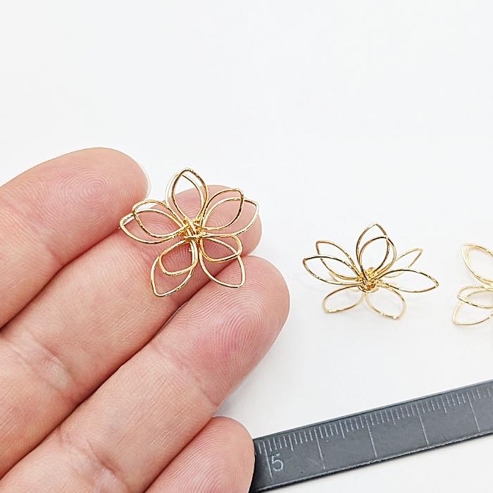 アイアンワイヤーパーツ 花 25mm 2個 ゴールド 18KGP ニッケルフリー