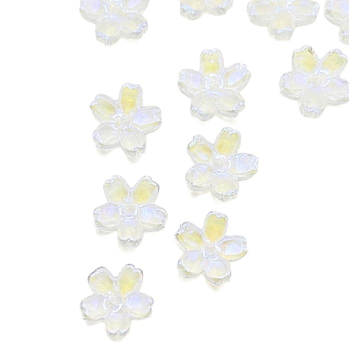 さくら ガラスビーズ 10mm 6個 オーロラ クリア 透明色 和風 和柄 桜