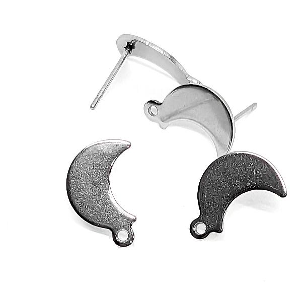 サージカルステンレス ピアス 三日月 約12mm 4個（2ペア）ステンレス色 