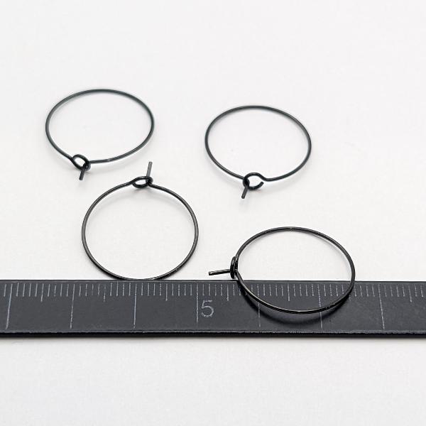 フープピアス 316 サージカルステンレス製 約20mm 4個 ブラック色