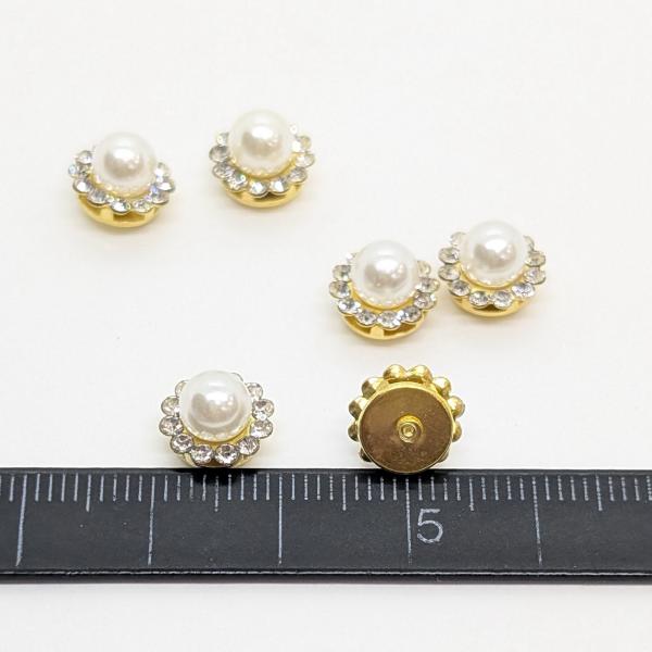 フラワー カボション 9mm 6個 ゴールド 花 ビジュー パール ライン