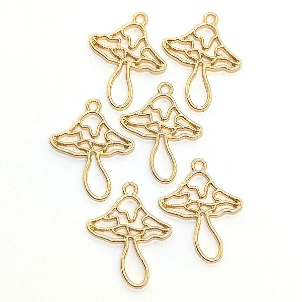 キノコ チャーム 20mm 6個 透かし きのこ レジン枠 個性的 秋