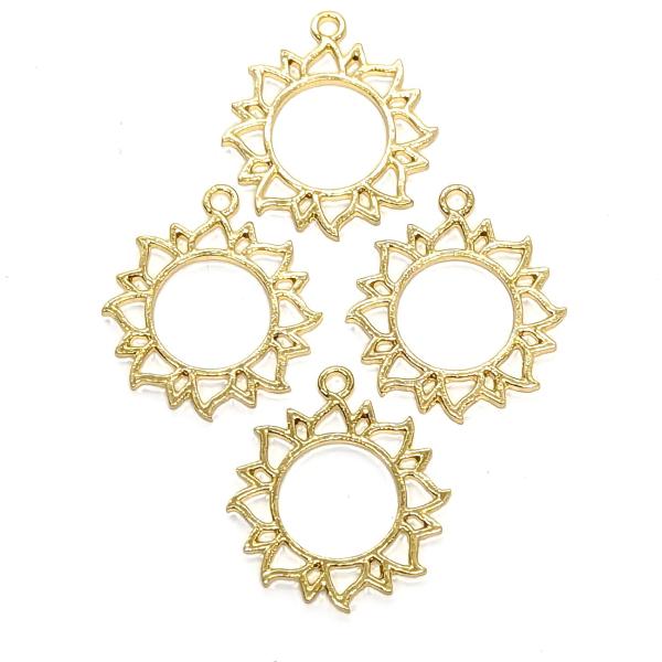 空枠 チャーム 25mm 太陽 空枠ペンダントトップに レジン枠 SUN 宇宙