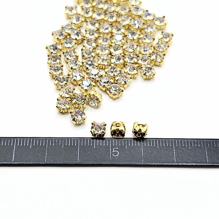 ラインストーン 5mm 縫い付け 約60粒 量り売り クリア色 ガラス