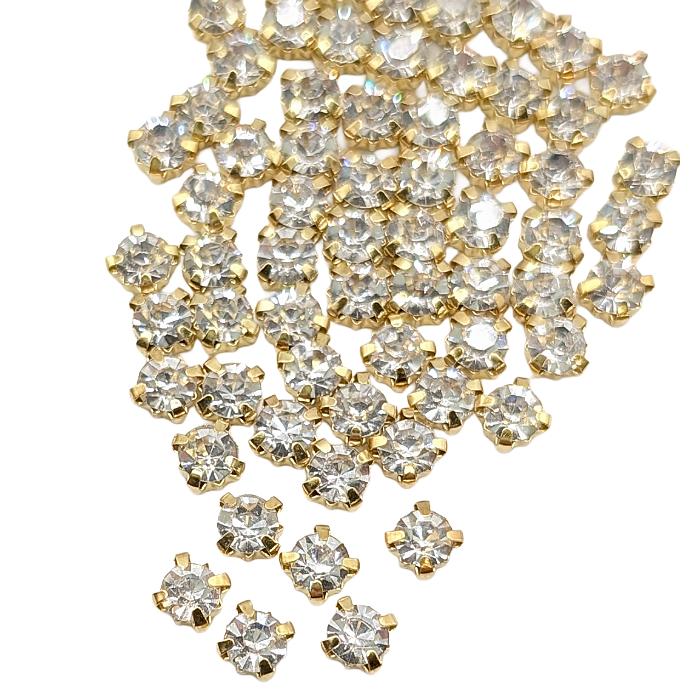 ラインストーン 5mm 縫い付け 約60粒 量り売り クリア色 ガラス