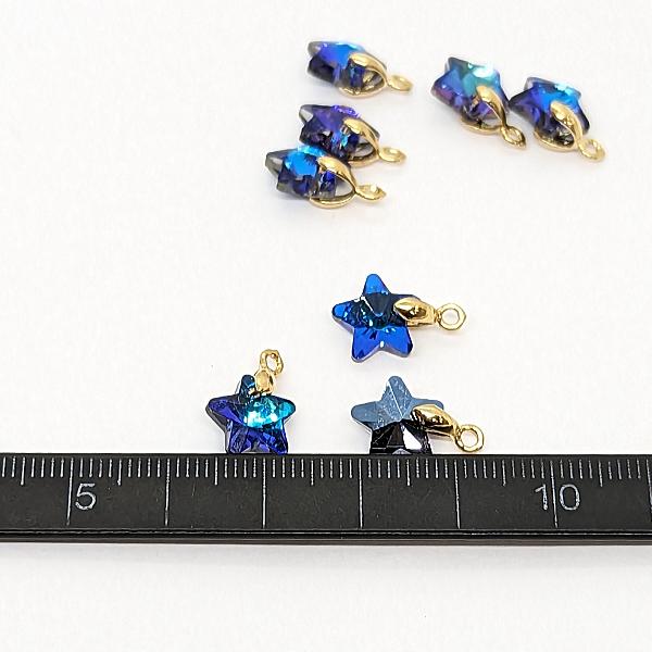 バチカン付き ガラスチャーム 星 スター ブルー 青系 12mm 2個 数量