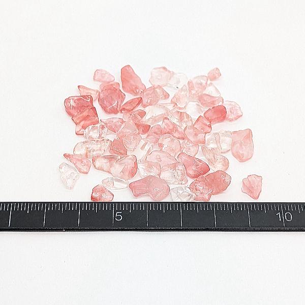 チェリークォーツさざれ小粒100g ⚠️欠品　再入荷予定あり ガラスチップ 桜色 MIX チェリークォーツ 10グラム チップ 貫通穴