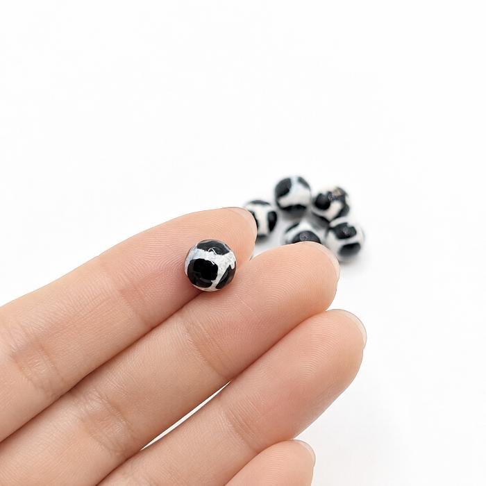 天珠 10mm ジービーズ 天然瑪瑙 4個 キリン柄 染め メノウ 多面カット