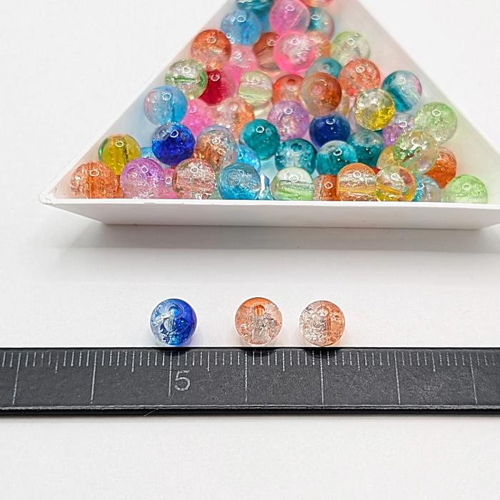 ガラスビーズ 6mm 約60個 mix ランダムミックスカラー クラックビーズ