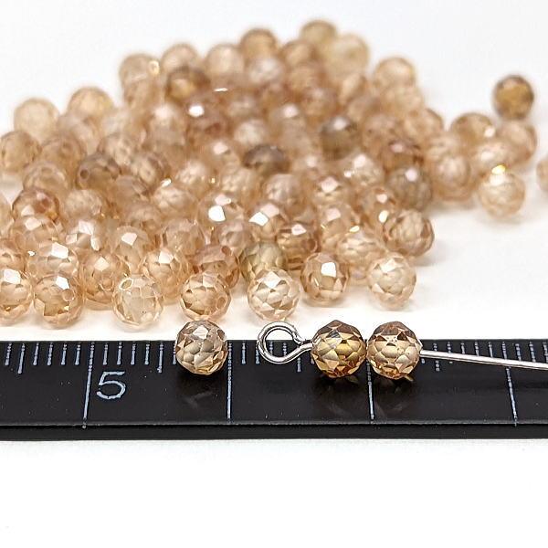キュービックジルコニア 約4mm ビーズ 極小 多面カット 高輝度