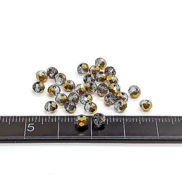 ガラスビーズ ボタンカット 3mm×4mm幅 約30個 ゴールド色 ハーフメッキ 