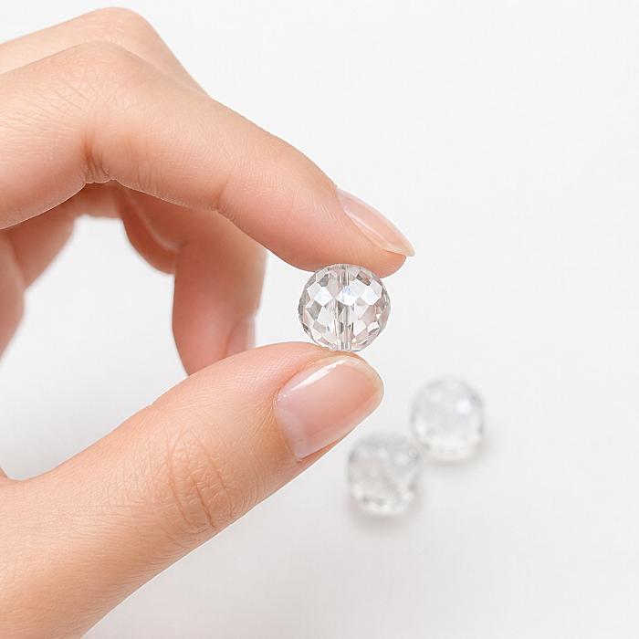 ガラスビーズ 12mm クリア系 6個 多面カット オーロラ 電気メッキ