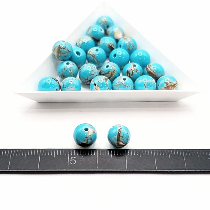 合成ターコイズ ビーズ 8mm〜9mm 8個 ディープスカイブルー 染め