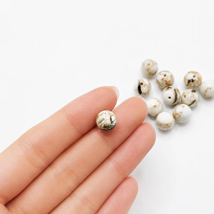 合成ターコイズ×シェル 8mm〜9mm アイボリー 8個 合成天然石ビーズ