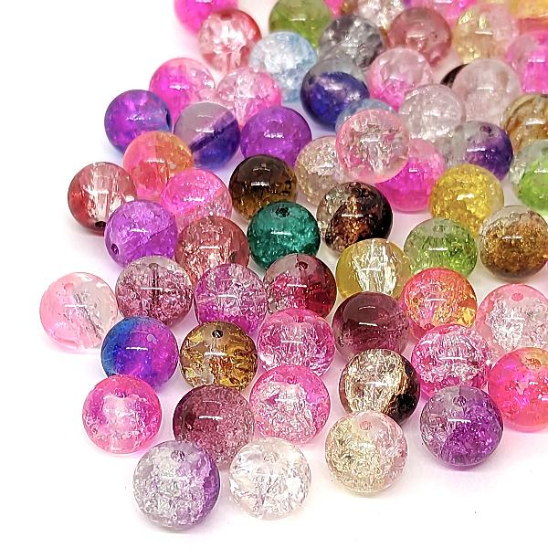 ガラスビーズ 10mm クラックビーズ 2トーン 特価 約20個