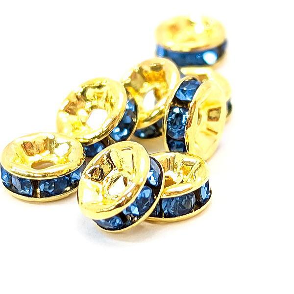 ロンデル 6mm幅 ラインストーンロンデル 真鍮製 ゴールド色 グレードA 