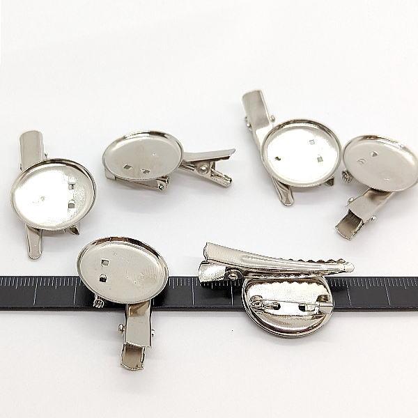 コサージュ ピン ブローチ パーツ 金具 皿23mm クリップ 40mm 6個 特価
