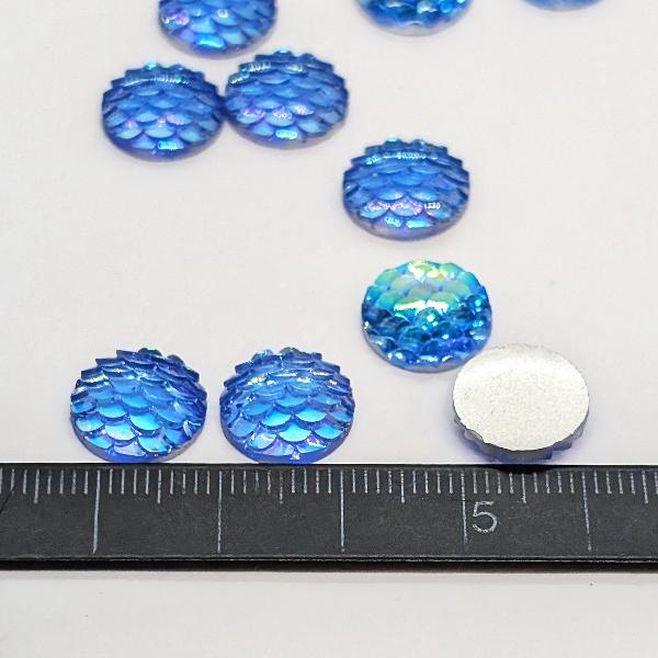 カボション デコパーツ マーメイド 12mm 10個 ブルー 青系 樹脂製 人魚