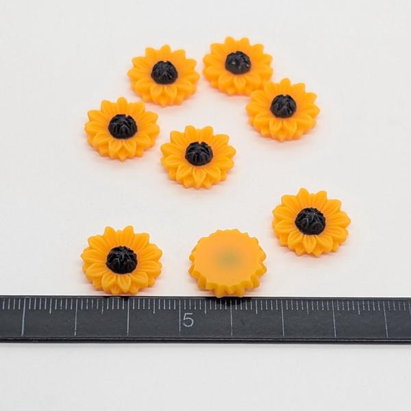 デコパーツ ひまわり 16mm 8個 オレンジ 花 カボション フラワー 樹脂