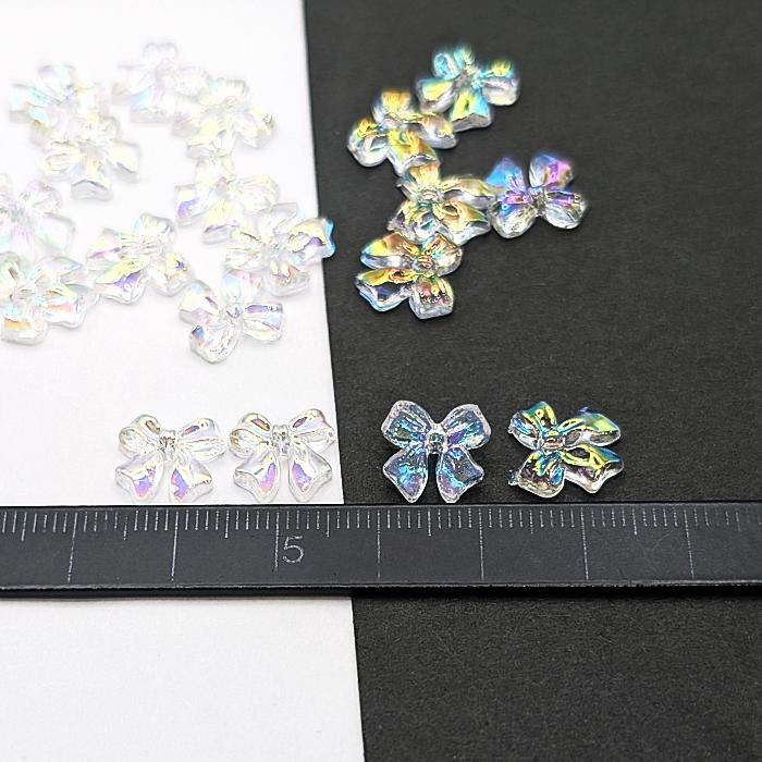 リボン カボション 11mm 約20個 クリア AB オーロラ アクリル 貼り付け