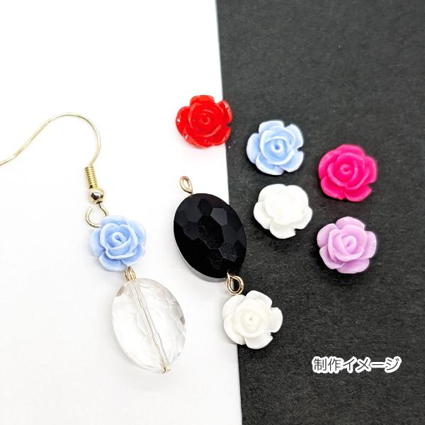 カボション 貼り付け 薔薇 バラ 10mm 8個 レッド 赤色 デコパーツ