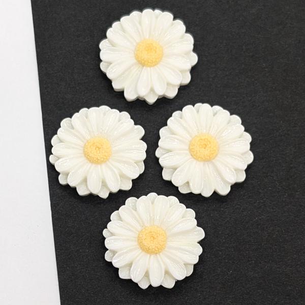 デコパーツ マーガレット 25mm 4個 クリーム色 デイジー 花 フラワー