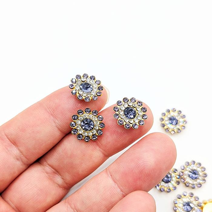 ラインストーン 14mm 8個 パープル 紫色 ガラスストーン ビジュー 花
