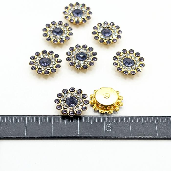 ラインストーン 14mm 8個 パープル 紫色 ガラスストーン ビジュー 花