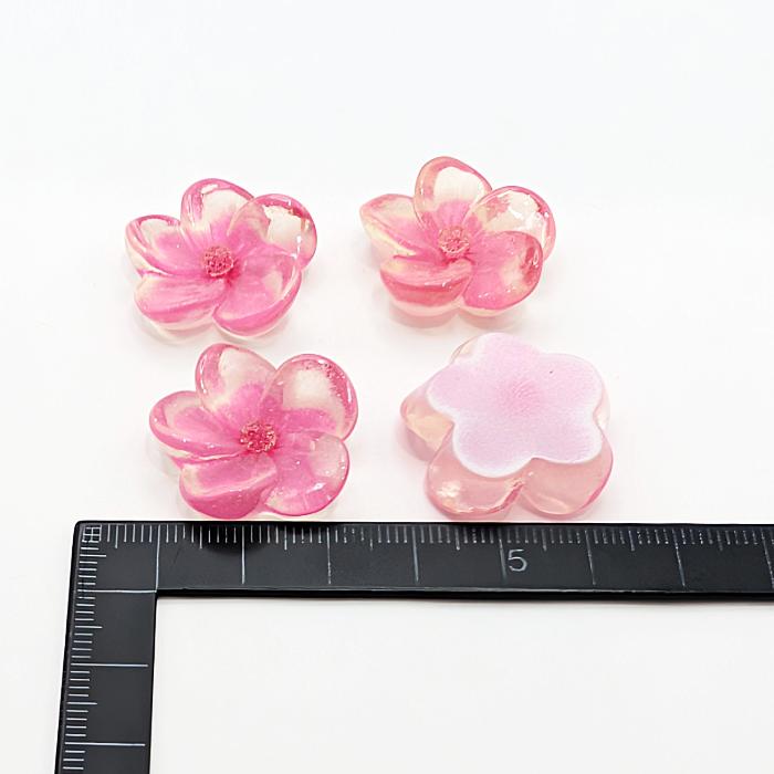 デコパーツ プラム スモモ 花 25mm 4個 ピンク フラワー 大きめ