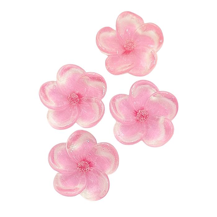 デコパーツ プラム スモモ 花 25mm 4個 ピンク フラワー 大きめ