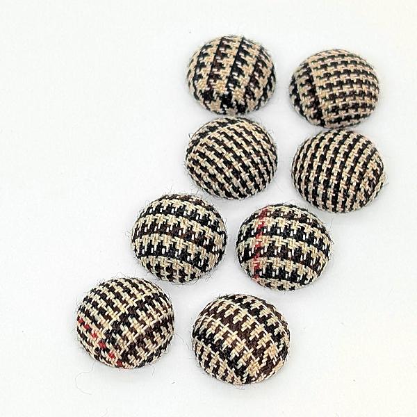 ウール カボション ドーム型 15mm 8個 千鳥柄 千鳥格子 うす茶系  